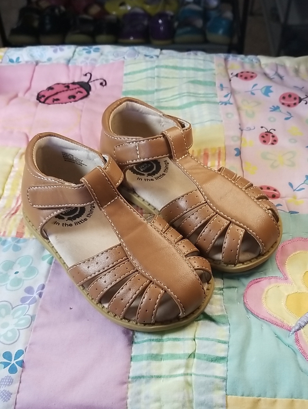 Livie & Luca Tan Closed-Toe Kids Sandals Size 7